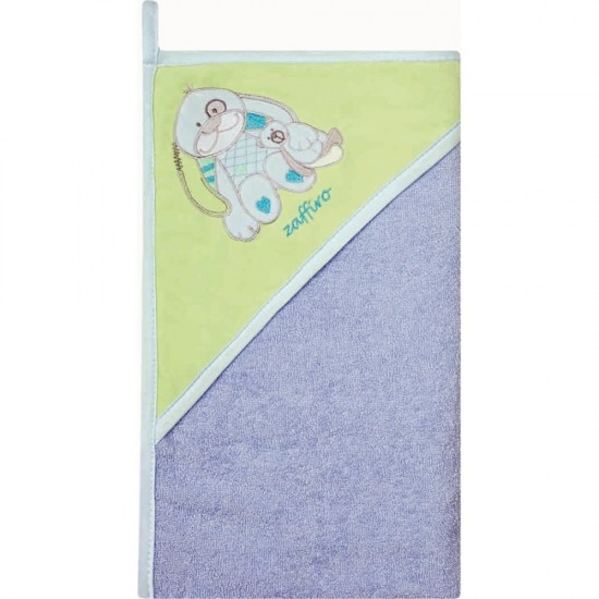 Prosop de baie cu gluga imprimeu velur 80 x 80 cm Womar Zaffiro Albastru/Verde