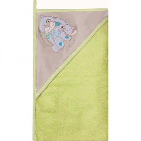 Prosop de baie cu gluga imprimeu velur 80 x 80 cm Womar Zaffiro Verde/Gri/Albastru