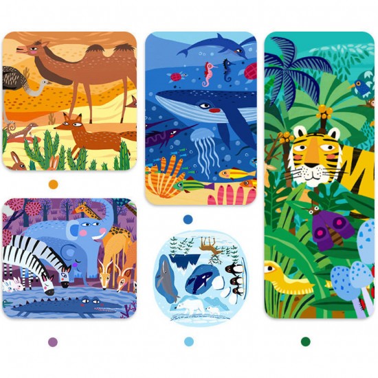 Puzzle rotund Animale 150 piese Mideer