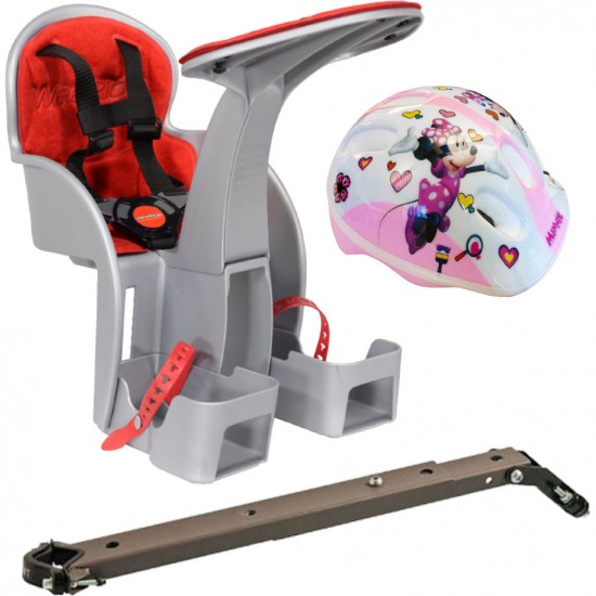 Scaun de bicicleta SafeFront Clasic si Casca Protectie Minnie WeeRide WR09DMN