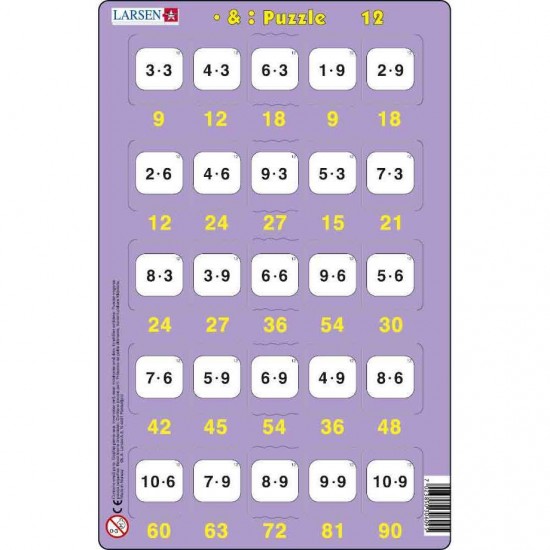 Set 16 Puzzle-uri Inmultire si Impartire, 25 Piese Larsen LRP49