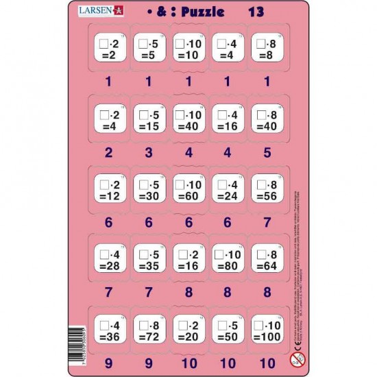 Set 16 Puzzle-uri Inmultire si Impartire, 25 Piese Larsen LRP49