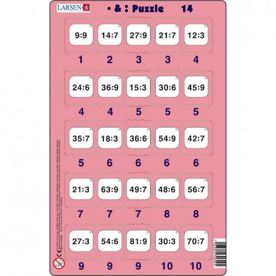 Set 16 Puzzle-uri Inmultire si Impartire, 25 Piese Larsen LRP49