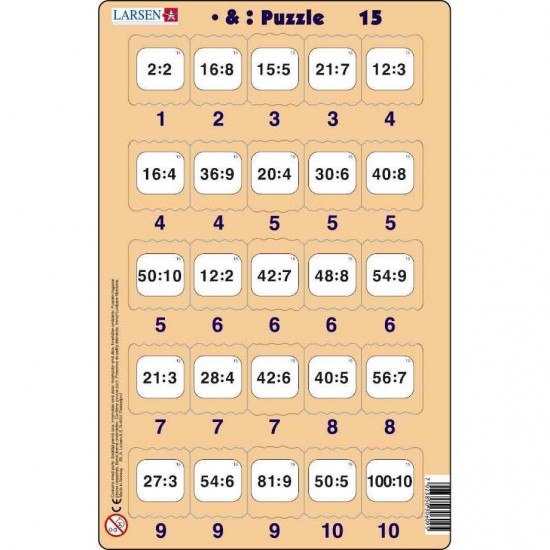 Set 16 Puzzle-uri Inmultire si Impartire, 25 Piese Larsen LRP49