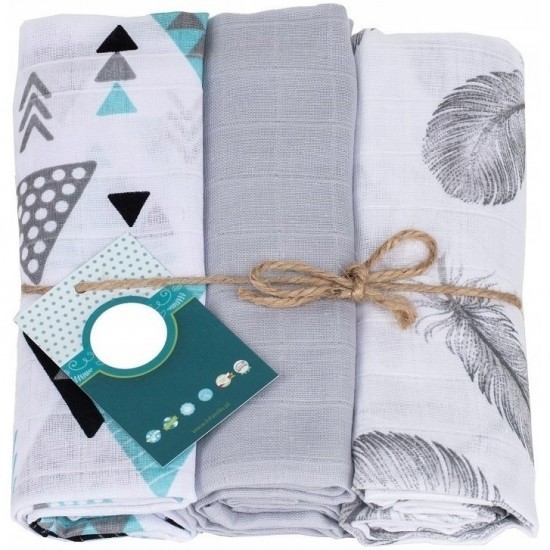 Set 3 scutece din muselina Infantilo Gri IF19192