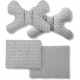Set 5 in 1 Babynest Minky, 2 perne, 1 paturica si o saltea cu doua fete Tutumi TT37547 Gri/Alb Buline