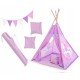 Set cort copii XXL Teepee cu covoras, 2 perne, ghirlanda si geanta depozitare Tutumi Carusel Mov