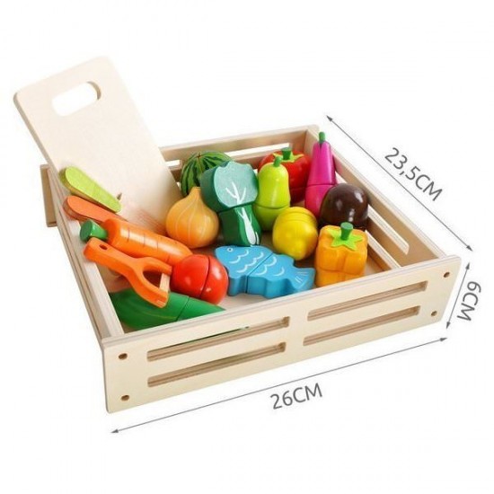 Set ladita cu fructe si legume din lemn pentru feliat XXL Kruzzel 