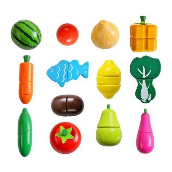 Set ladita cu fructe si legume din lemn pentru feliat XXL Kruzzel 