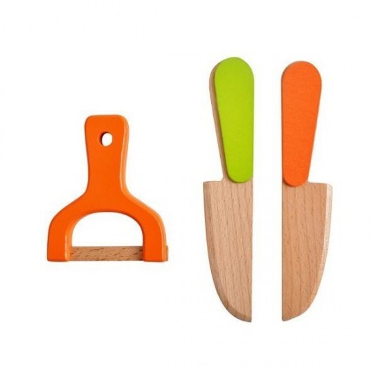 Set ladita cu fructe si legume din lemn pentru feliat XXL Kruzzel 