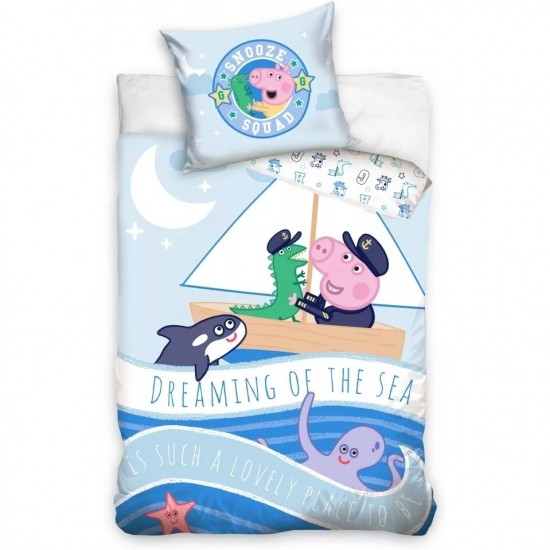 Set lenjerie pat copii Peppa Pig Dreaming of the Sea 100x135 + 40x60 SunCity 