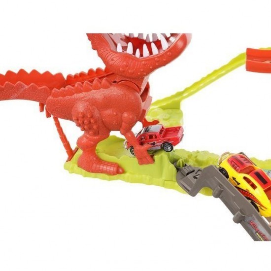 Set pista lansator Dinozaur cu 2 masinute incluse Iso Trade