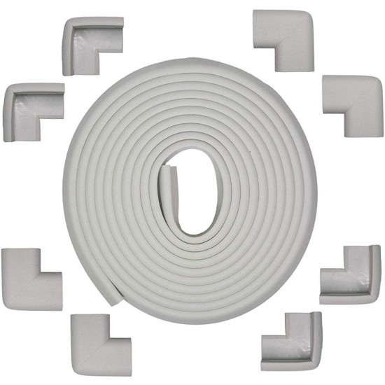 Set rola protectie multifunctionala XXL de 6m si 8 aparatori moi pentru colturi Bambinice BN008 gri