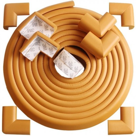 Set rola protectie multifunctionala XXL de 6m si 8 aparatori moi pentru colturi Bambinice BN008 maro deschis
