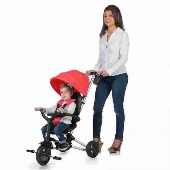 Tricicleta ultrapliabila cu roti cauciuc Qplay Nova Air Rosu