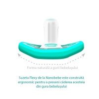 2 x Suzeta Flexy pentru nou nascuti in forma anatomica, 3+ luni, turcoaz