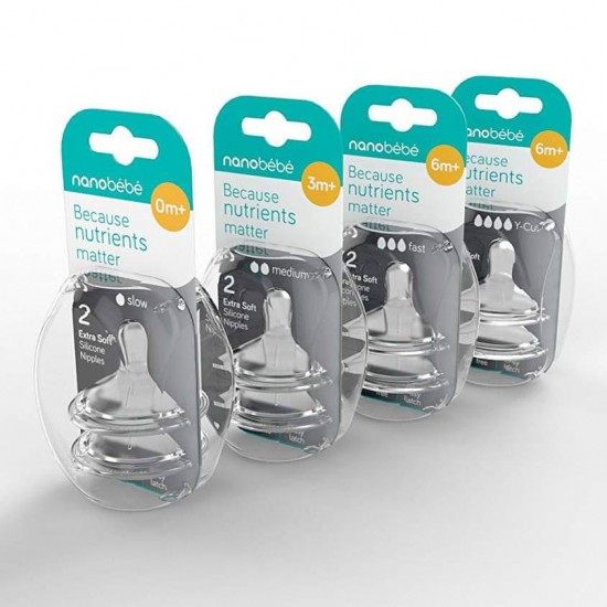 2 x Tetine dublu ventilate, flux mediu Nanobebe