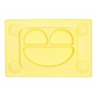 Farfurie autodiversificare si lingurita silicon Easymat Galben