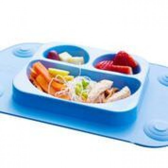 Farfurie autodiversificare portabilă Easymat Mini Albastru