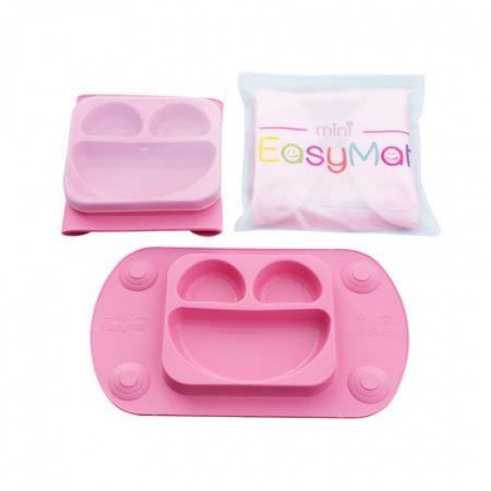 Farfurie autodiversificare portabila Easymat Mini Roz