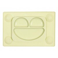 Farfurie autodiversificare si lingurita silicon Easymat Verde Olive