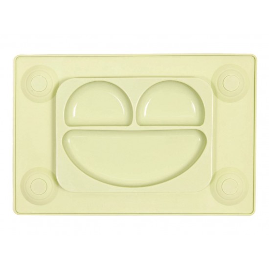 Farfurie autodiversificare si lingurita silicon Easymat Verde Olive