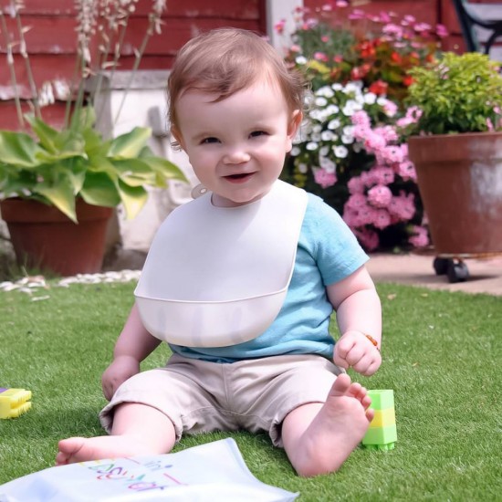 Set 2 x bavetica silicon + furculita si lingurita ergonomice