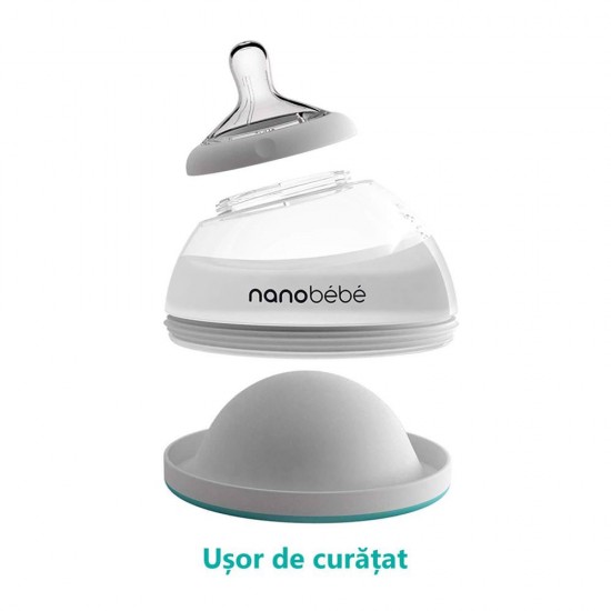 Set 3 x biberoane in forma naturala, turcoaz, Nanobebe