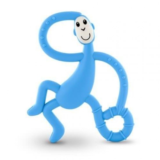 Set Cadou Maimutica pentru dentitie + Paturica muselina bumbac organic 100% + Jucarie tricotata Albastru