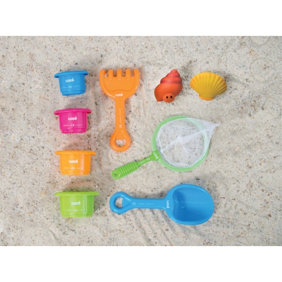 Pachet Minipiscina de plaja cu jucarii 123 Soare + Cort UV50 Sun