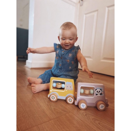 Masinuta din lemn cu activitati Hippo Studio Circus