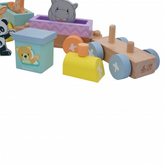 Set trenulet din lemn cu animale Studio Circus