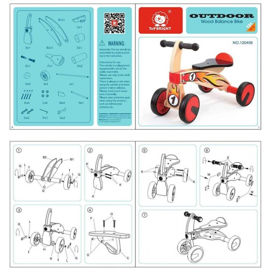 Bicicleta din lemn fara pedale Topbright