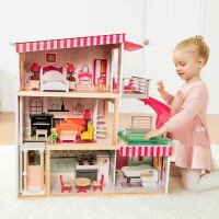 Casuta din lemn pentru papusi cu 3 etaje Topbright