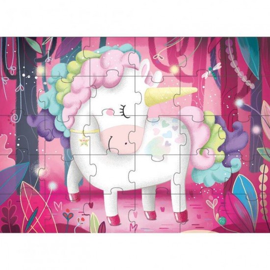 Puzzle 30 piese cu carte - Unicorn