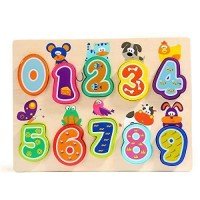 Puzzle din lemn - Numere si animalute