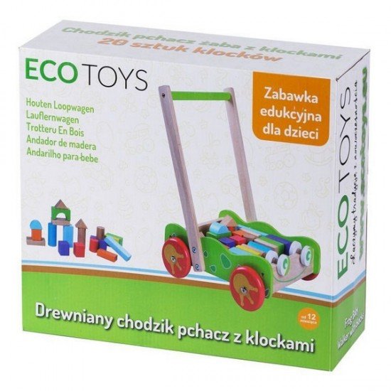 Antemergator din lemn cu 20 de cuburi Ecotoys