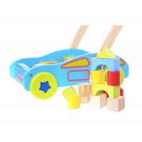 Antemergator din lemn cu 40 de cuburi 2114 Ecotoys - Albastru