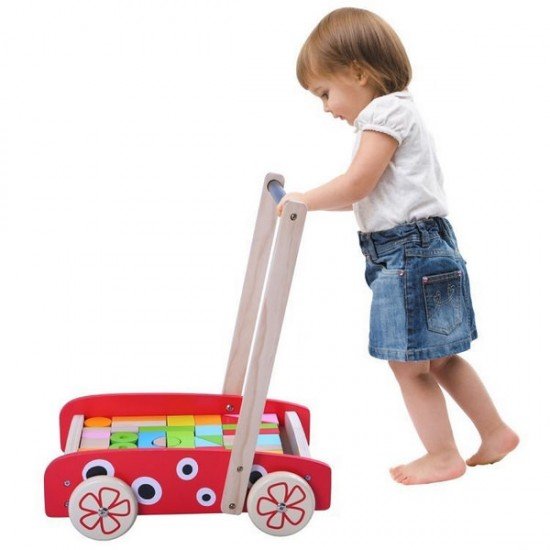 Antemergator din lemn cu 40 de cuburi Ecotoys