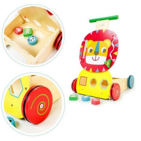 Antemergator multifunctional din lemn Ecotoys MA088 Leu