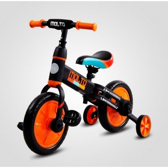 Bicicleta cu sau fara pedale si roti ajutatoare Sun Baby Molto Orange