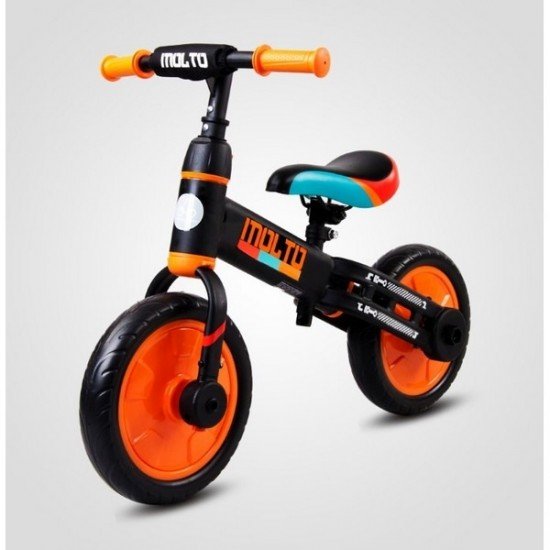 Bicicleta cu sau fara pedale si roti ajutatoare Sun Baby Molto Orange