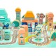 Blocuri din lemn cu covoras tip puzzle Ecotoys Orasel 161 piese