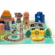 Blocuri din lemn cu covoras tip puzzle Ecotoys Orasel 161 piese
