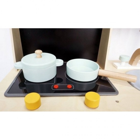 Bucatarie copii din lemn cu tabla pentru retete Ecotoys