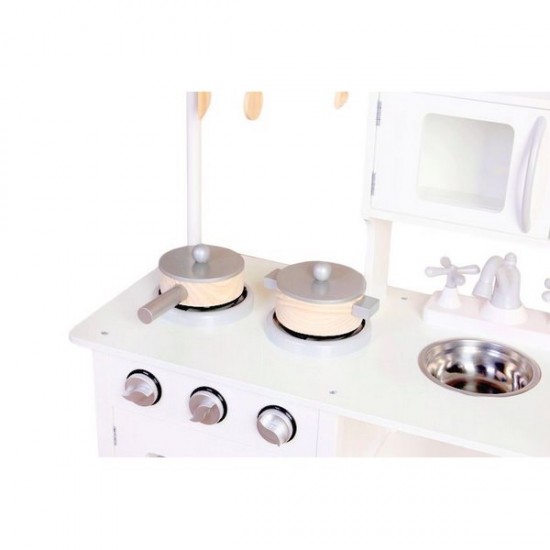 Bucatarie copii din lemn Ecotoys cu accesorii - Alb