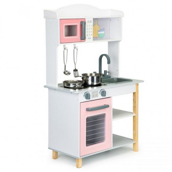 Bucatarie din lemn cu accesorii metal Ecotoys