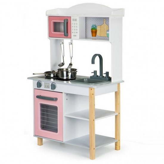 Bucatarie din lemn cu accesorii metal Ecotoys