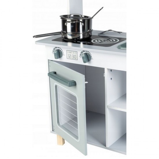 Bucatarie copii din lemn Ecotoys cu accesorii - Gri