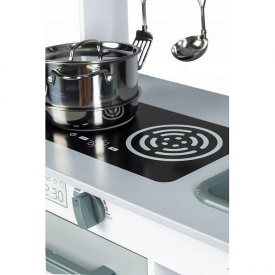 Bucatarie copii din lemn Ecotoys cu accesorii - Gri